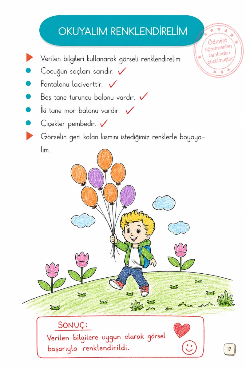 1. Sınıf Türkçe Ders Kitabı Cevapları Meb Yayınları 1. Kitap Sayfa 17 Çözüm Görseli