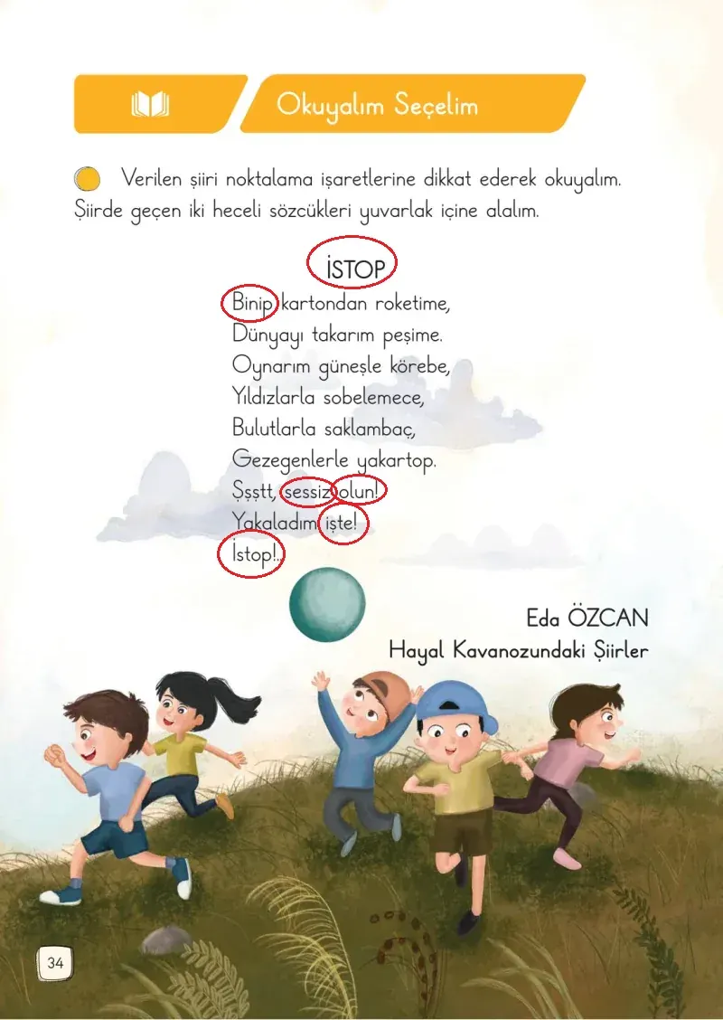 1. Sınıf Türkçe Ders Kitabı Cevapları Meb Yayınları 1. Kitap Sayfa 34 Çözüm Görseli