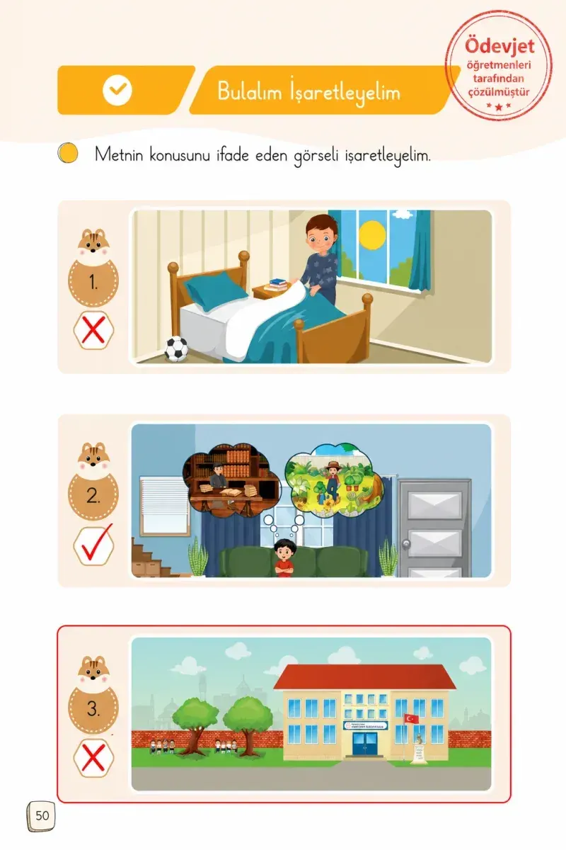 1. Sınıf Türkçe Ders Kitabı Cevapları Meb Yayınları 1. Kitap Sayfa 50 Çözüm Görseli