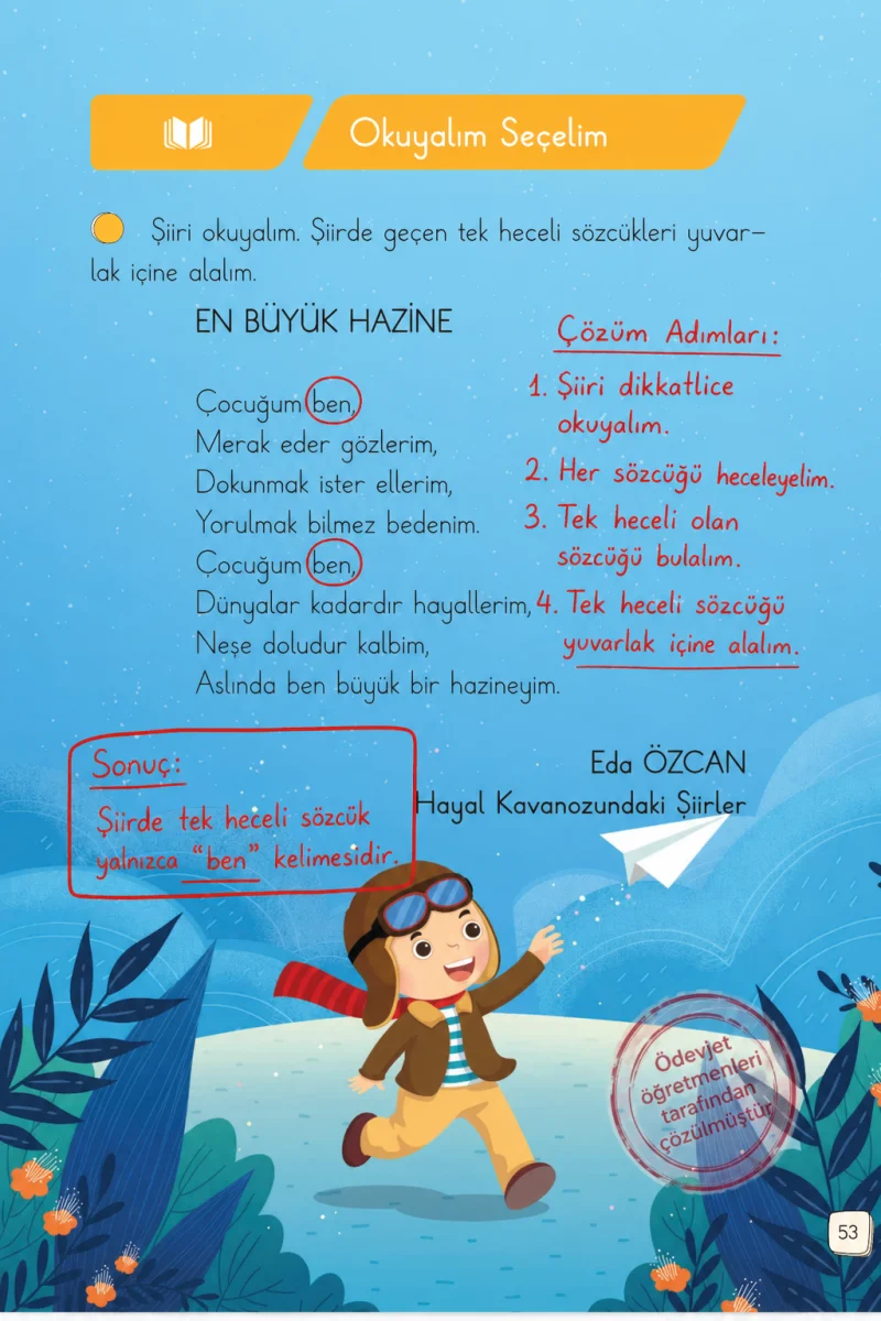 1. Sınıf Türkçe Ders Kitabı Cevapları Meb Yayınları 1. Kitap Sayfa 53 Çözüm Görseli