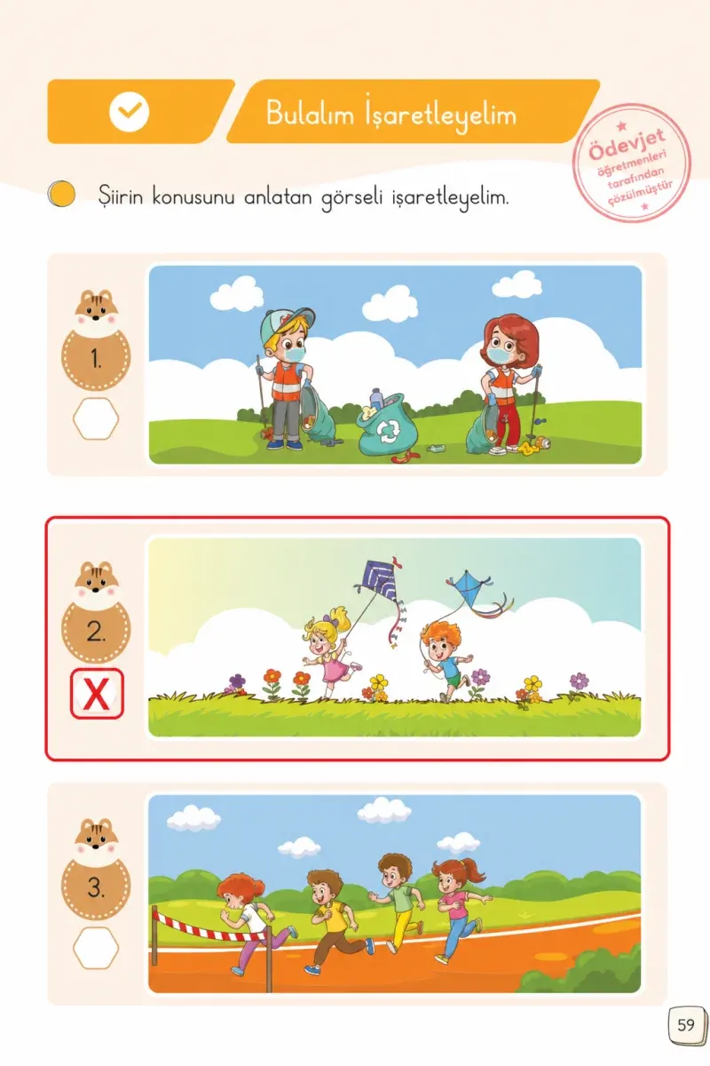 1. Sınıf Türkçe Ders Kitabı Cevapları Meb Yayınları 1. Kitap Sayfa 59 Çözüm Görseli