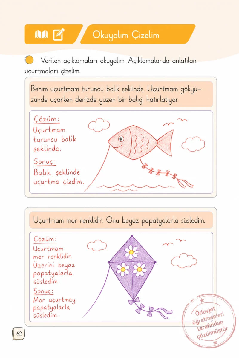 1. Sınıf Türkçe Ders Kitabı Cevapları Meb Yayınları 1. Kitap Sayfa 62 Çözüm Görseli