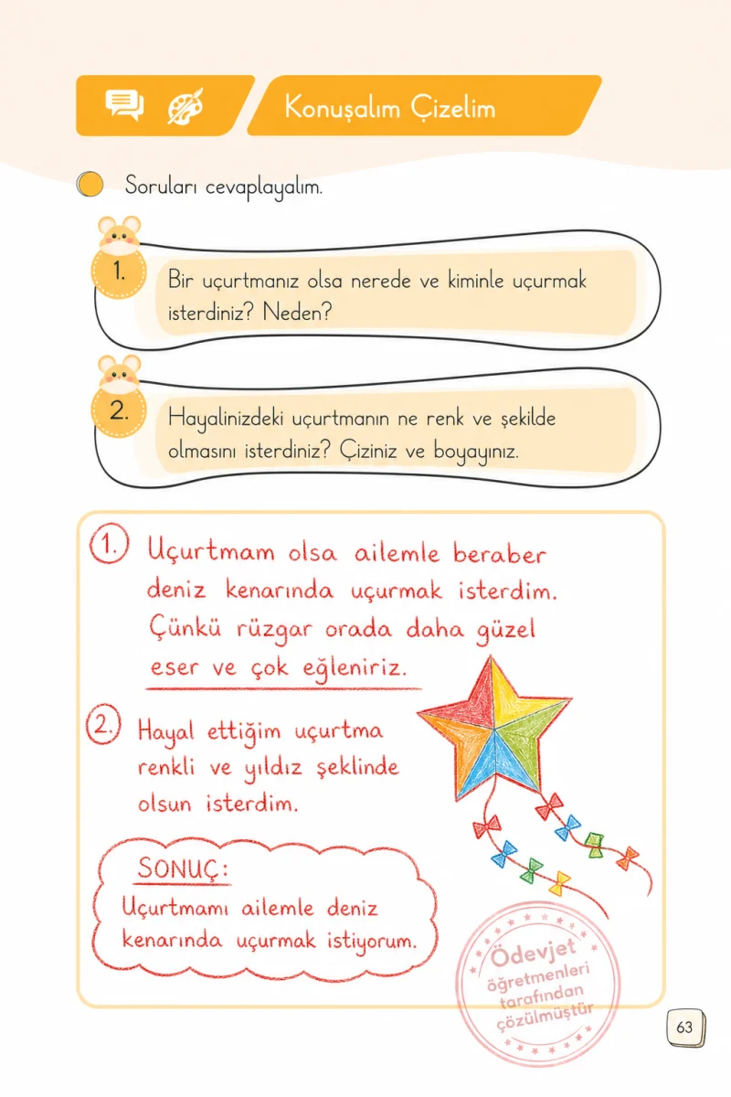 1. Sınıf Türkçe Ders Kitabı Cevapları Meb Yayınları 1. Kitap Sayfa 63 Çözüm Görseli