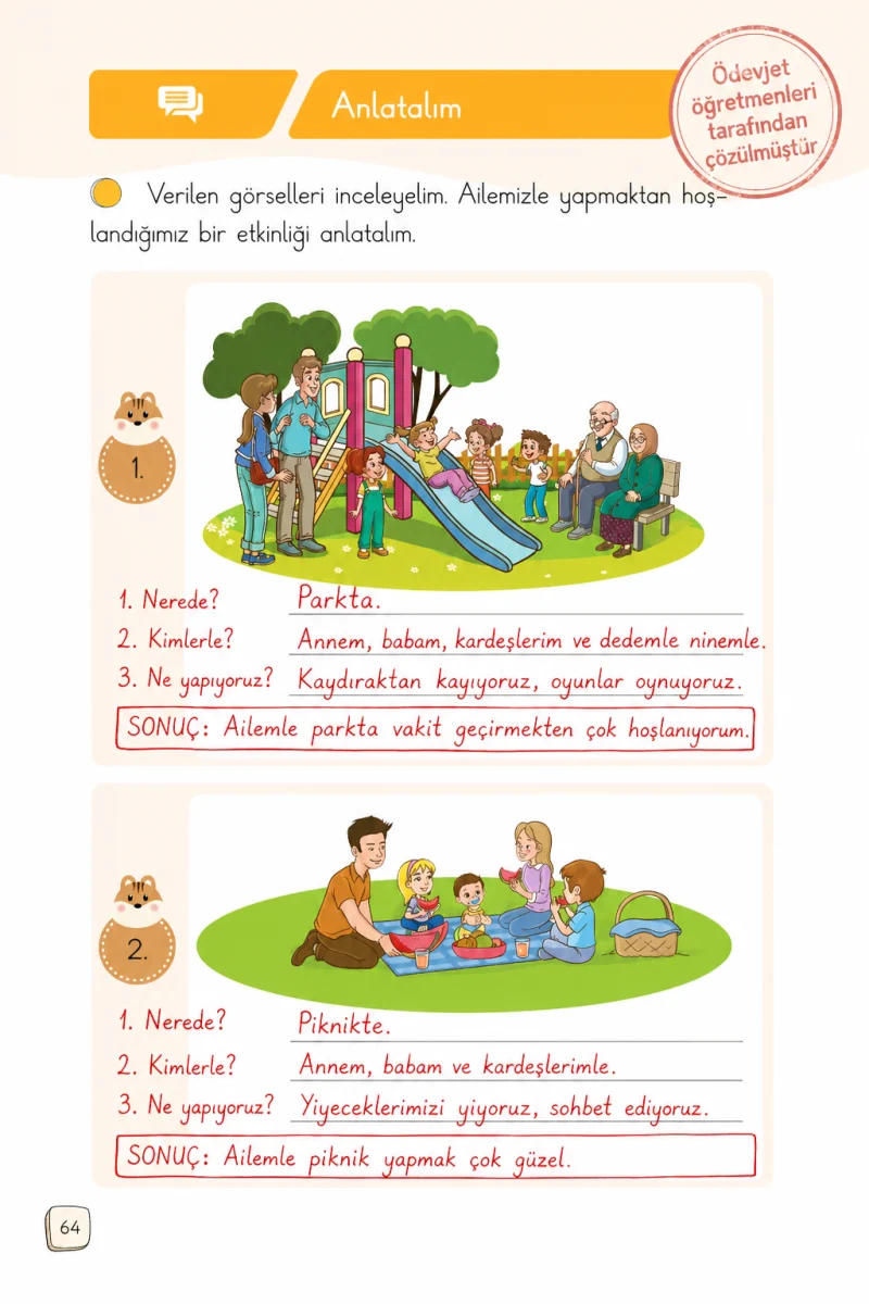 1. Sınıf Türkçe Ders Kitabı Cevapları Meb Yayınları 1. Kitap Sayfa 64 Çözüm Görseli