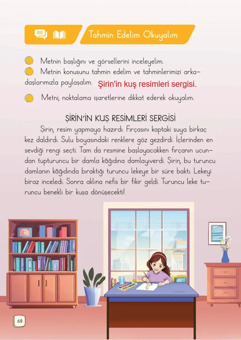 1. Sınıf Türkçe Ders Kitabı Cevapları Meb Yayınları 1. Kitap Sayfa 68 Çözüm Görseli