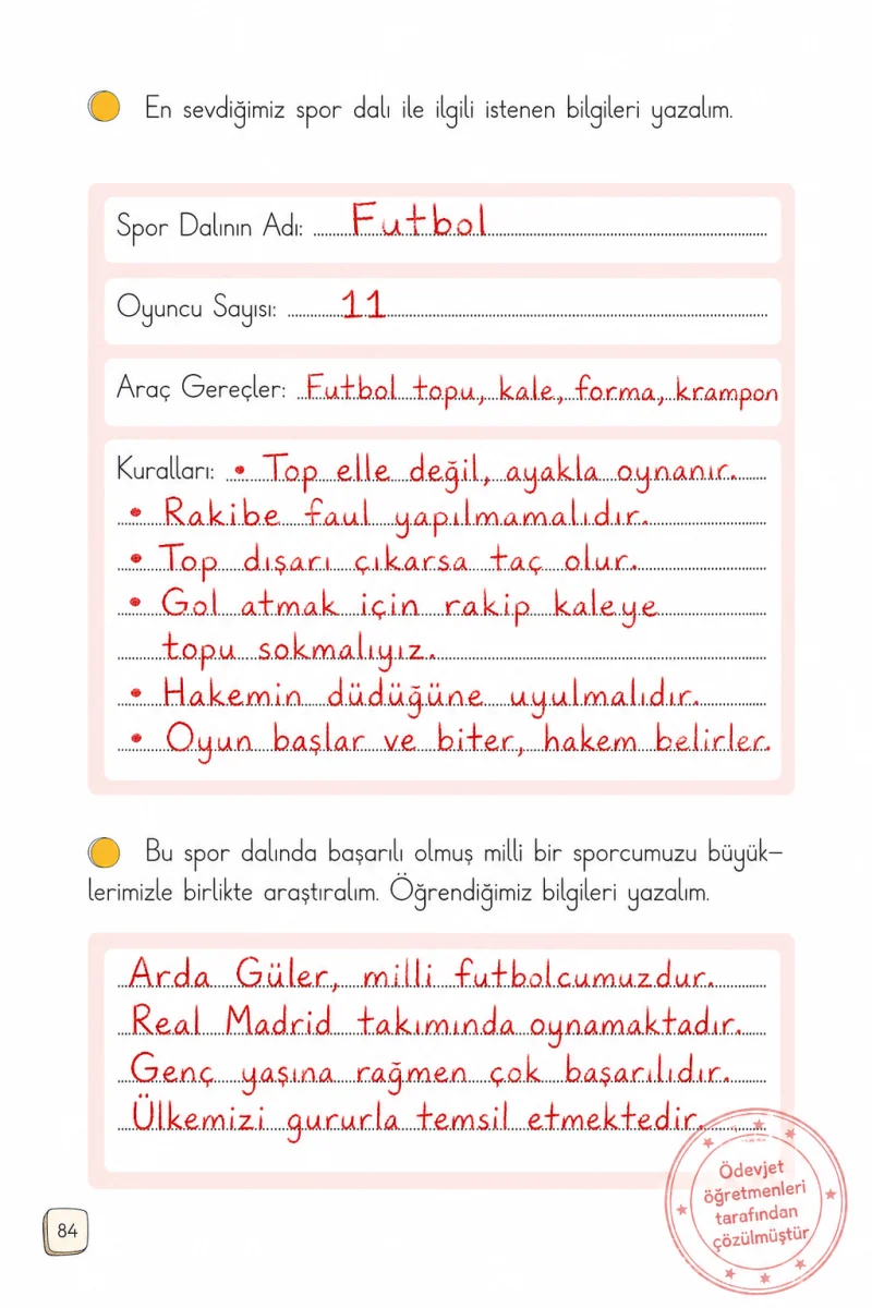 1. Sınıf Türkçe Ders Kitabı Cevapları Meb Yayınları 1. Kitap Sayfa 84 Çözüm Görseli