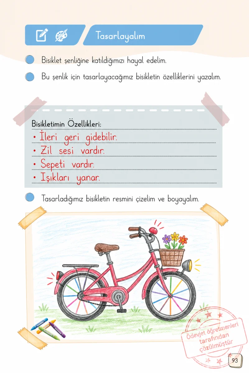1. Sınıf Türkçe Ders Kitabı Cevapları Meb Yayınları 1. Kitap Sayfa 93 Çözüm Görseli