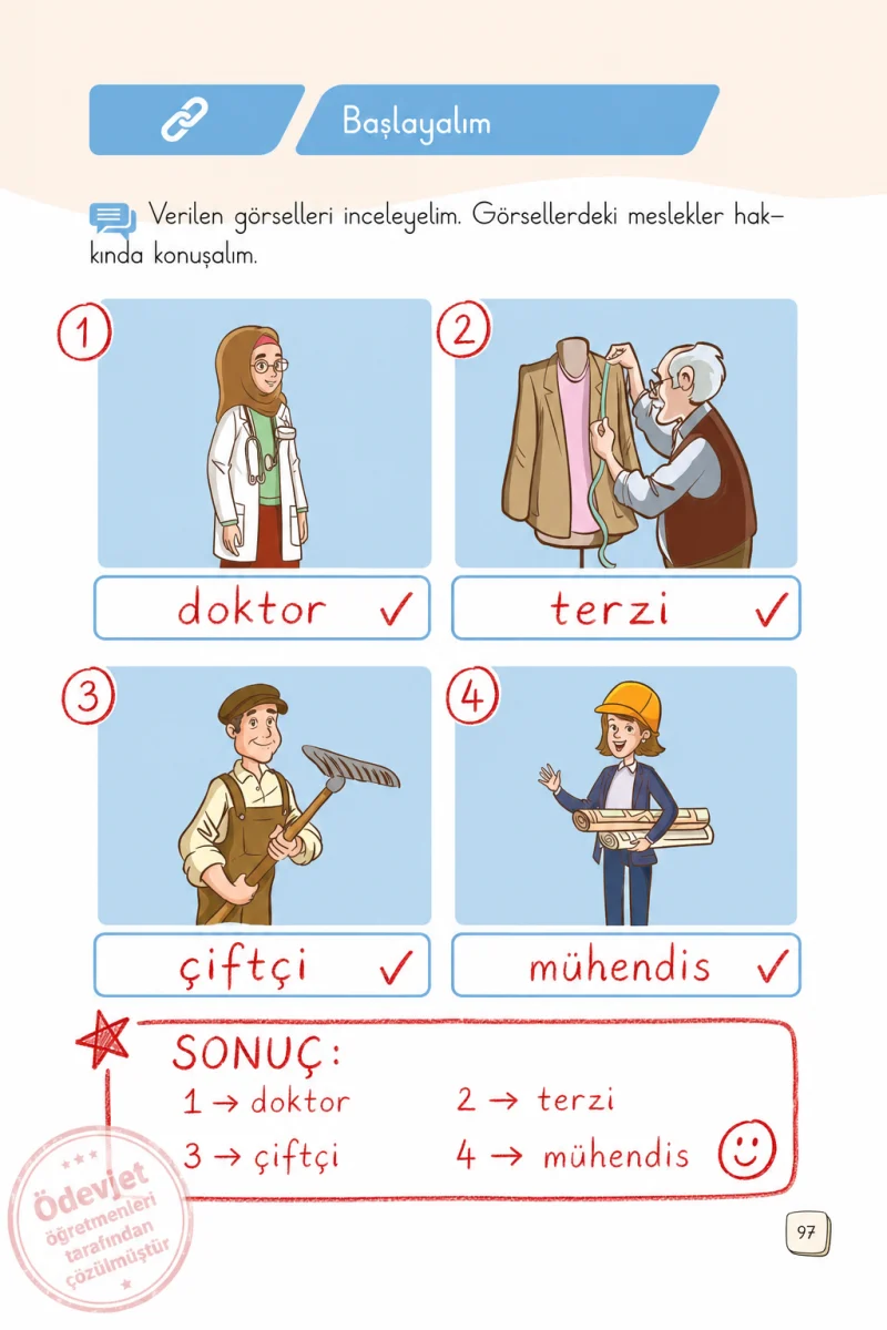 1. Sınıf Türkçe Ders Kitabı Cevapları Meb Yayınları 1. Kitap Sayfa 97 Çözüm Görseli