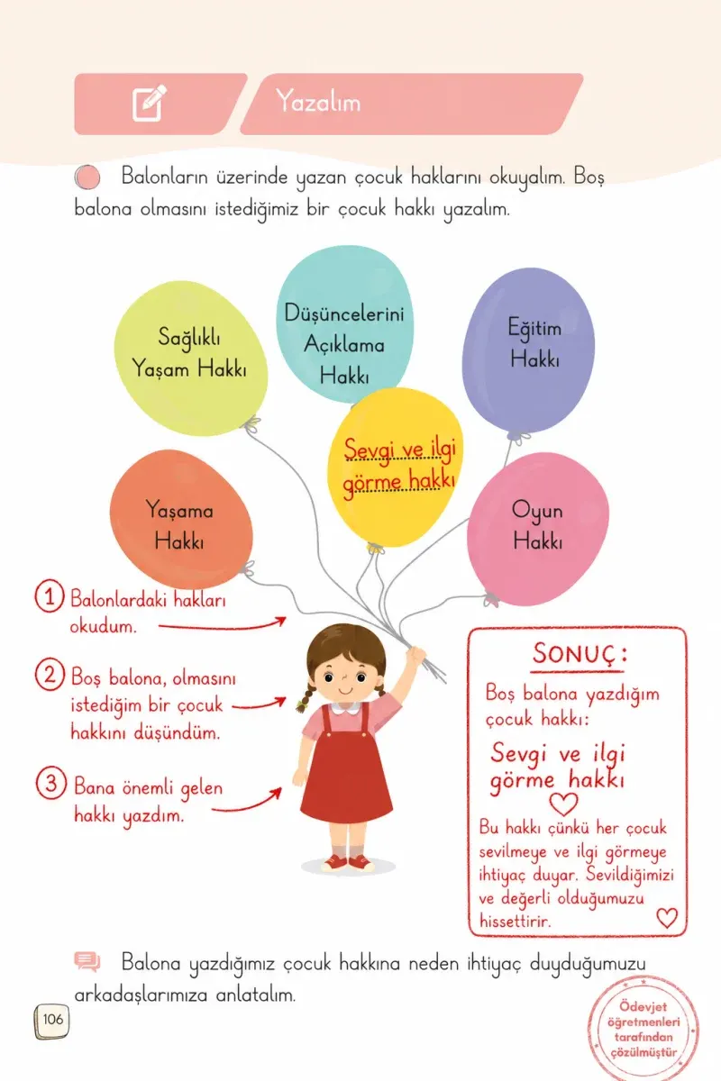 1. Sınıf Türkçe Ders Kitabı Cevapları Meb Yayınları 2. Kitap Sayfa 106 Çözüm Görseli