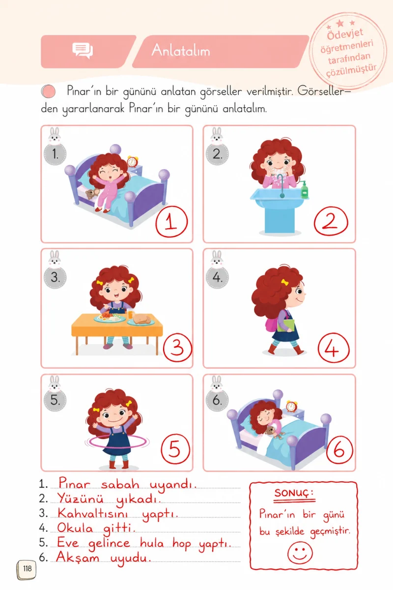 1. Sınıf Türkçe Ders Kitabı Cevapları Meb Yayınları 2. Kitap Sayfa 118 Çözüm Görseli