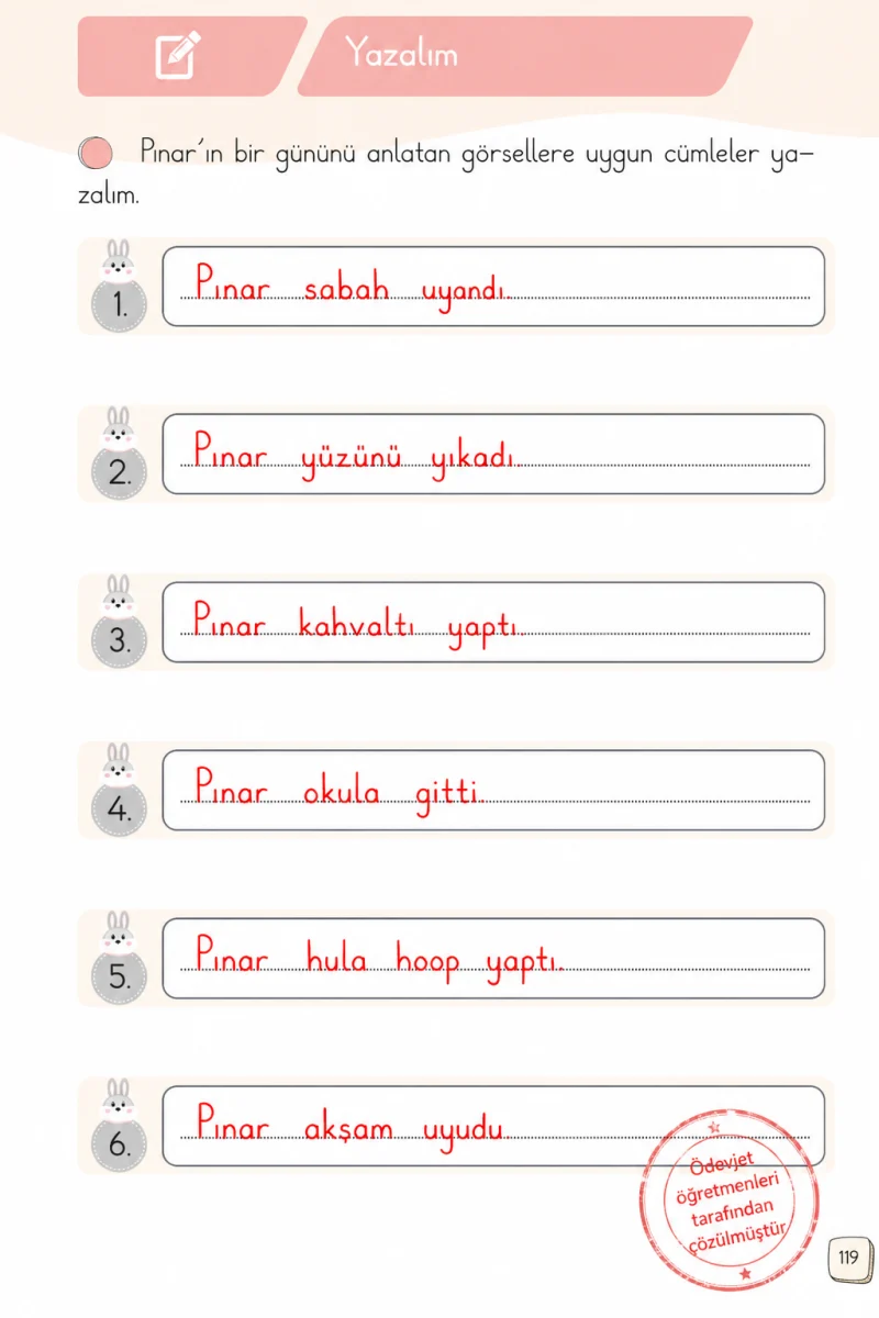 1. Sınıf Türkçe Ders Kitabı Cevapları Meb Yayınları 2. Kitap Sayfa 119 Çözüm Görseli
