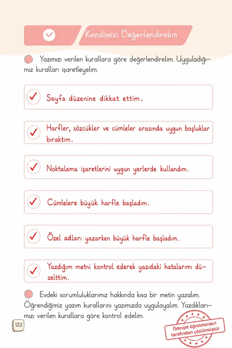 1. Sınıf Türkçe Ders Kitabı Cevapları Meb Yayınları 2. Kitap Sayfa 122 Çözüm Görseli