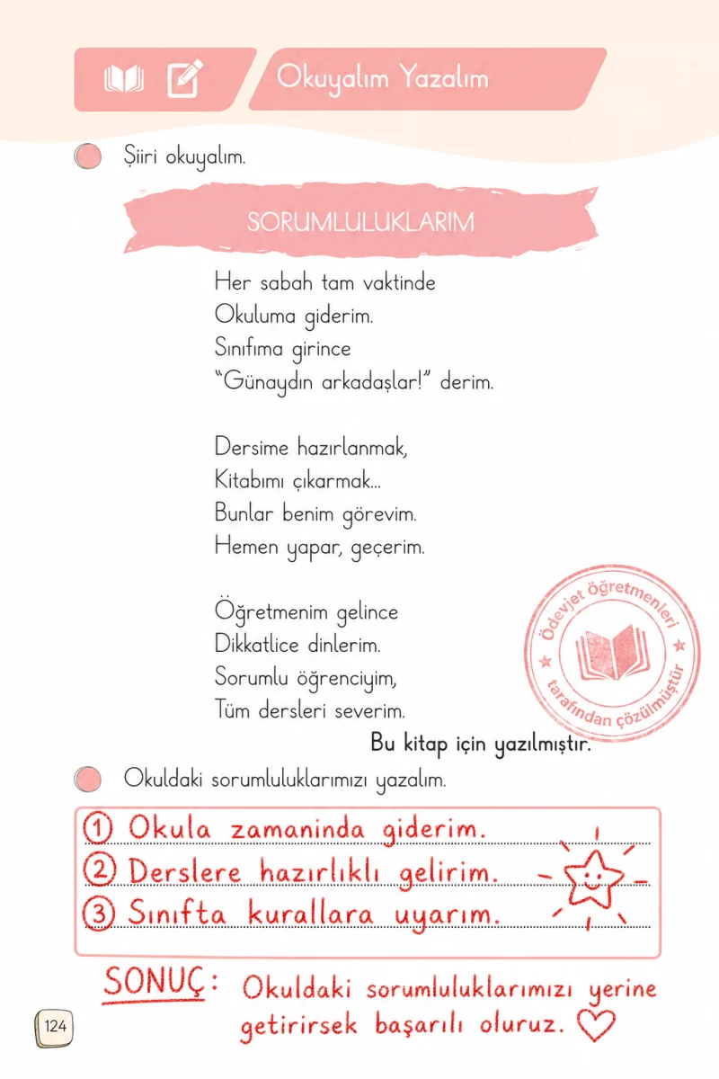 1. Sınıf Türkçe Ders Kitabı Cevapları Meb Yayınları 2. Kitap Sayfa 124 Çözüm Görseli
