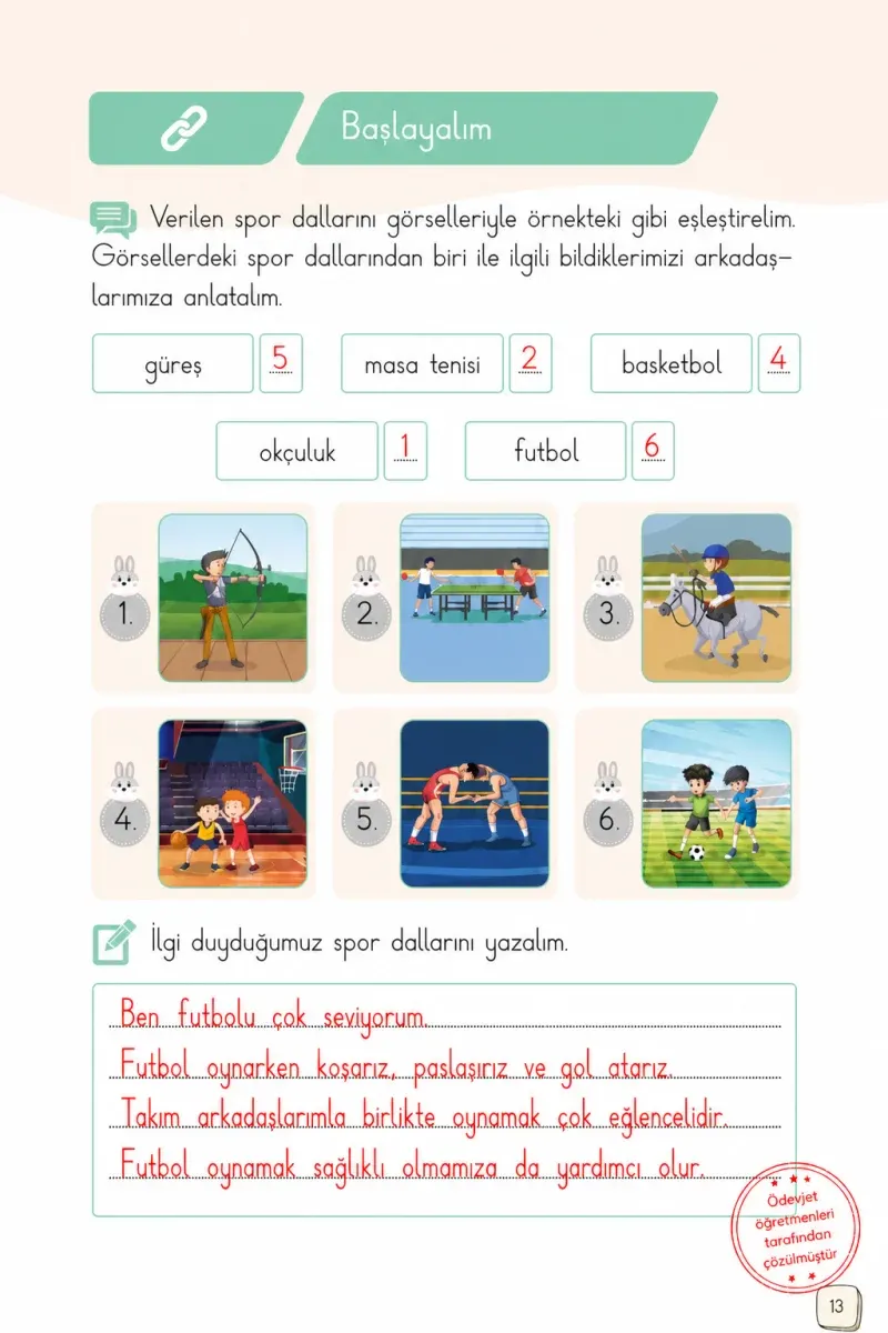 1. Sınıf Türkçe Ders Kitabı Cevapları Meb Yayınları 2. Kitap Sayfa 13 Çözüm Görseli