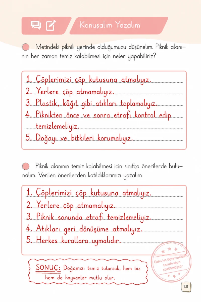 1. Sınıf Türkçe Ders Kitabı Cevapları Meb Yayınları 2. Kitap Sayfa 131 Çözüm Görseli