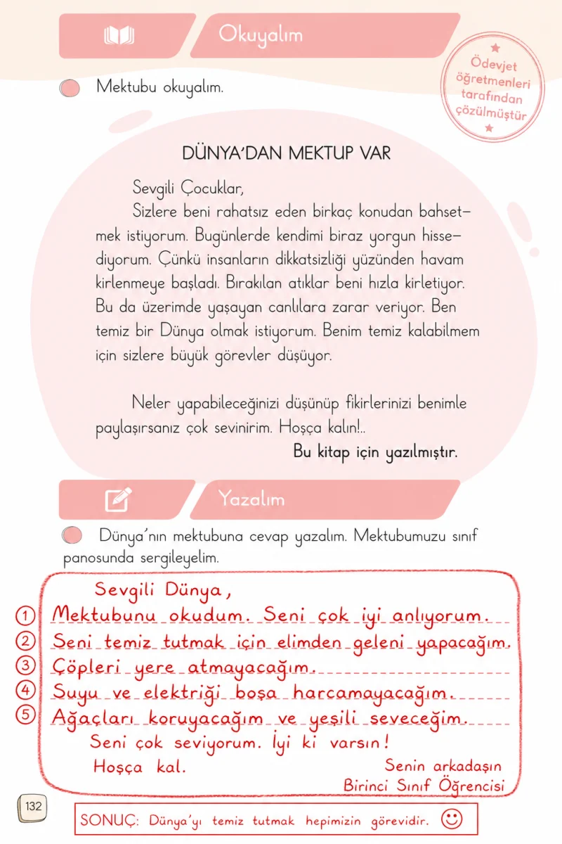 1. Sınıf Türkçe Ders Kitabı Cevapları Meb Yayınları 2. Kitap Sayfa 132 Çözüm Görseli