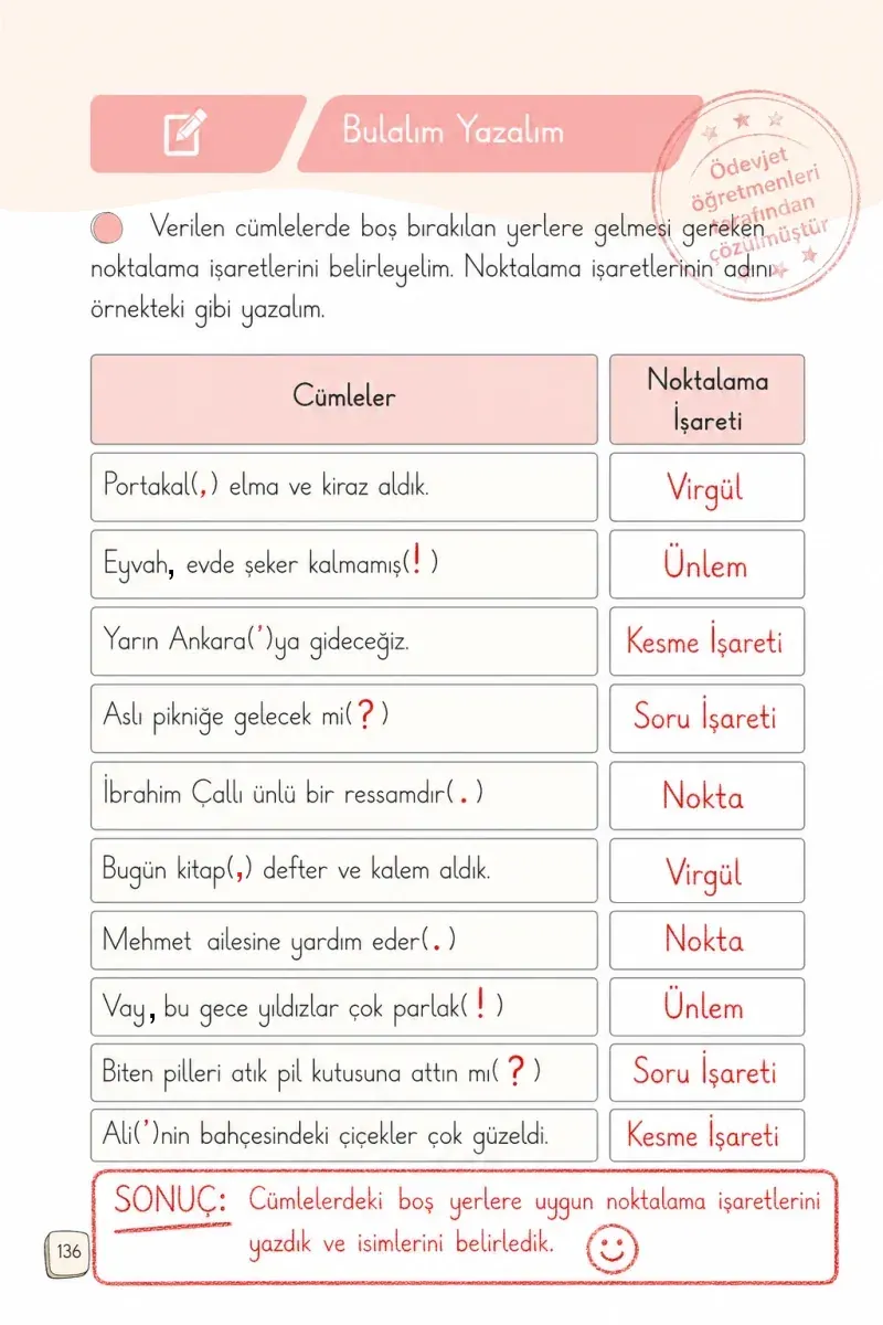 1. Sınıf Türkçe Ders Kitabı Cevapları Meb Yayınları 2. Kitap Sayfa 136 Çözüm Görseli