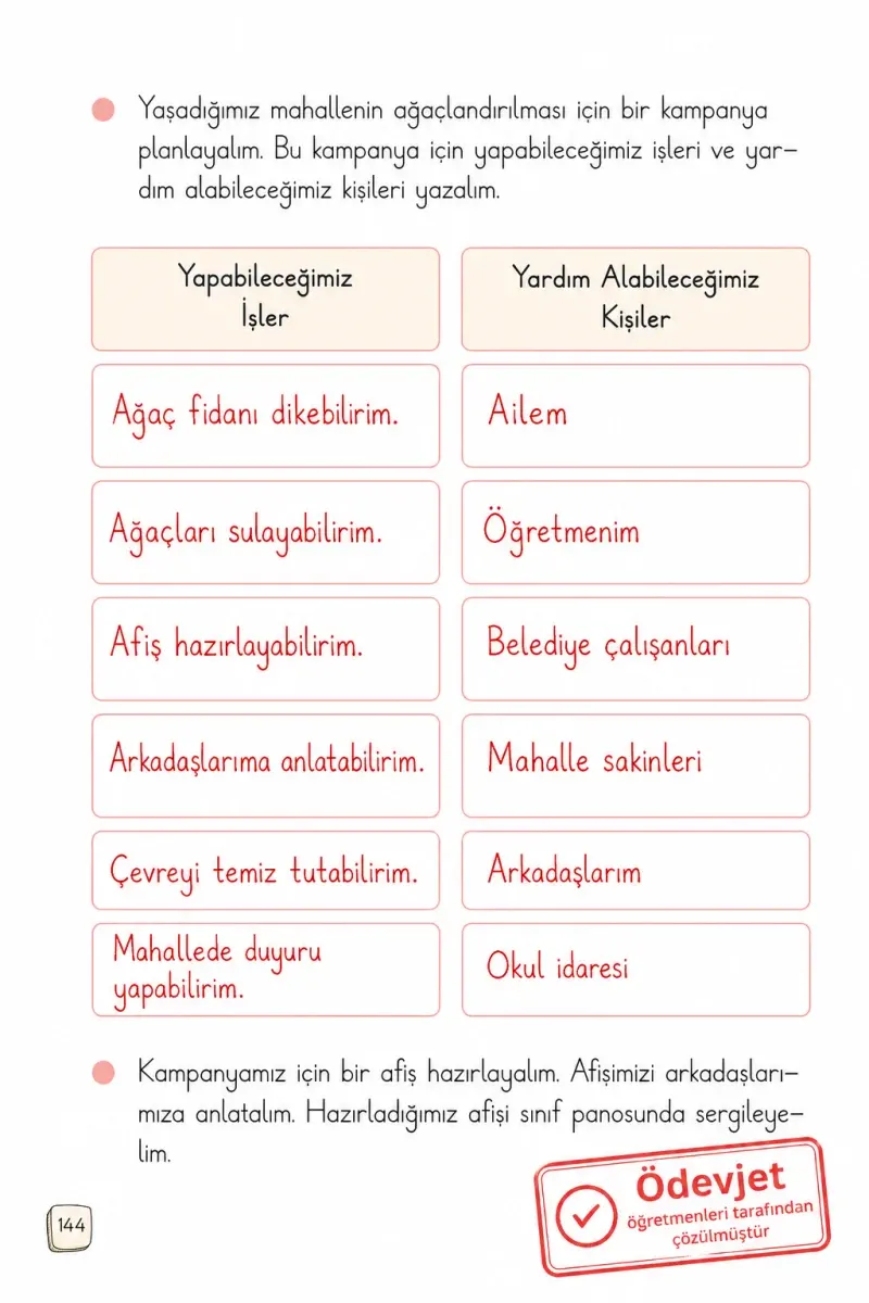 1. Sınıf Türkçe Ders Kitabı Cevapları Meb Yayınları 2. Kitap Sayfa 144 Çözüm Görseli
