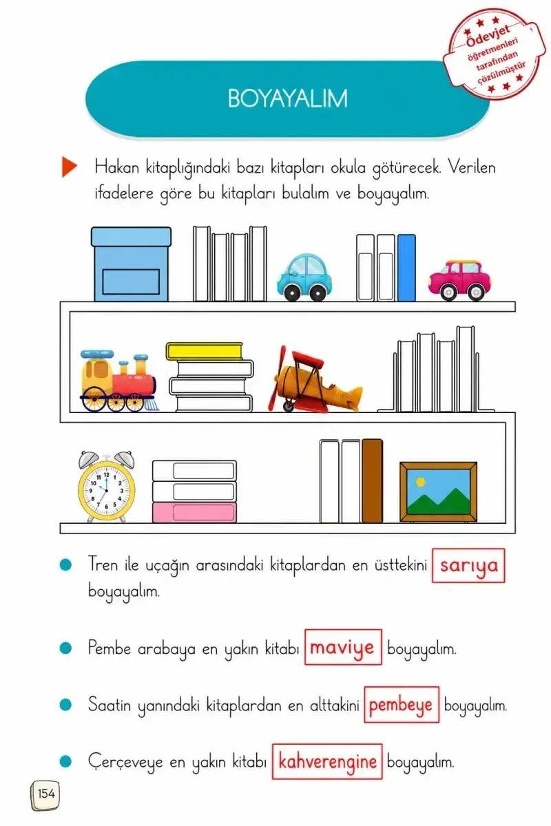 1. Sınıf Türkçe Ders Kitabı Cevapları Meb Yayınları 2. Kitap Sayfa 154 Çözüm Görseli