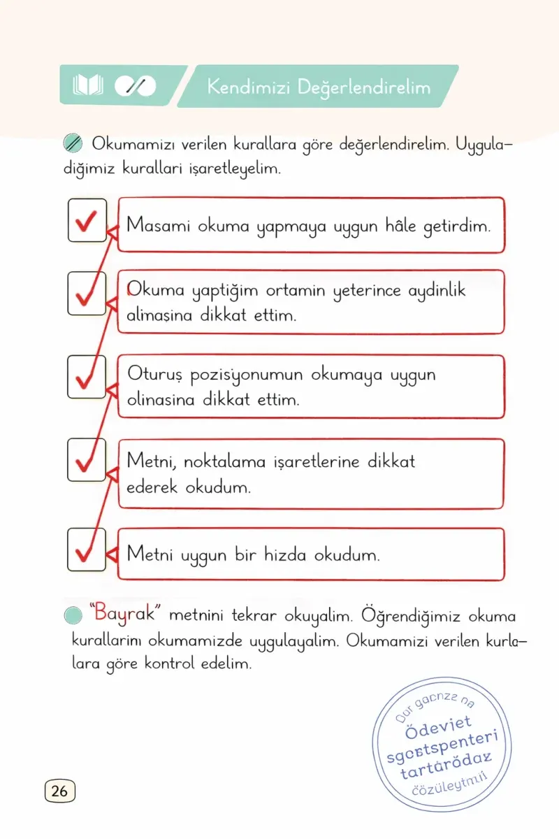 1. Sınıf Türkçe Ders Kitabı Cevapları Meb Yayınları 2. Kitap Sayfa 26 Çözüm Görseli
