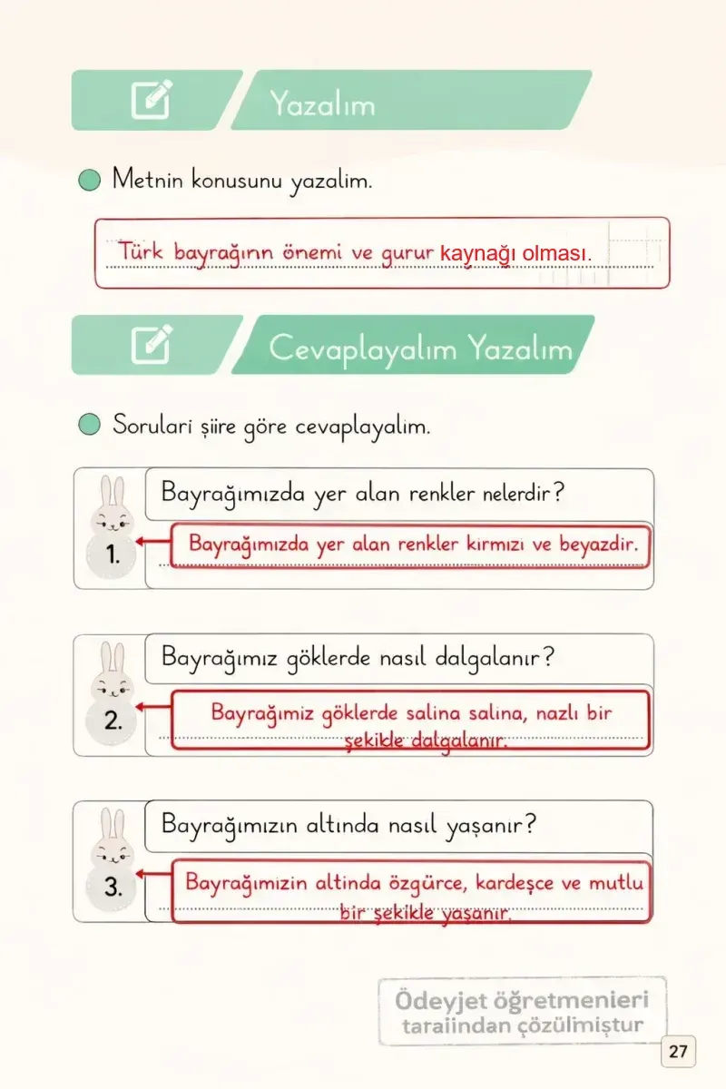 1. Sınıf Türkçe Ders Kitabı Cevapları Meb Yayınları 2. Kitap Sayfa 27 Çözüm Görseli