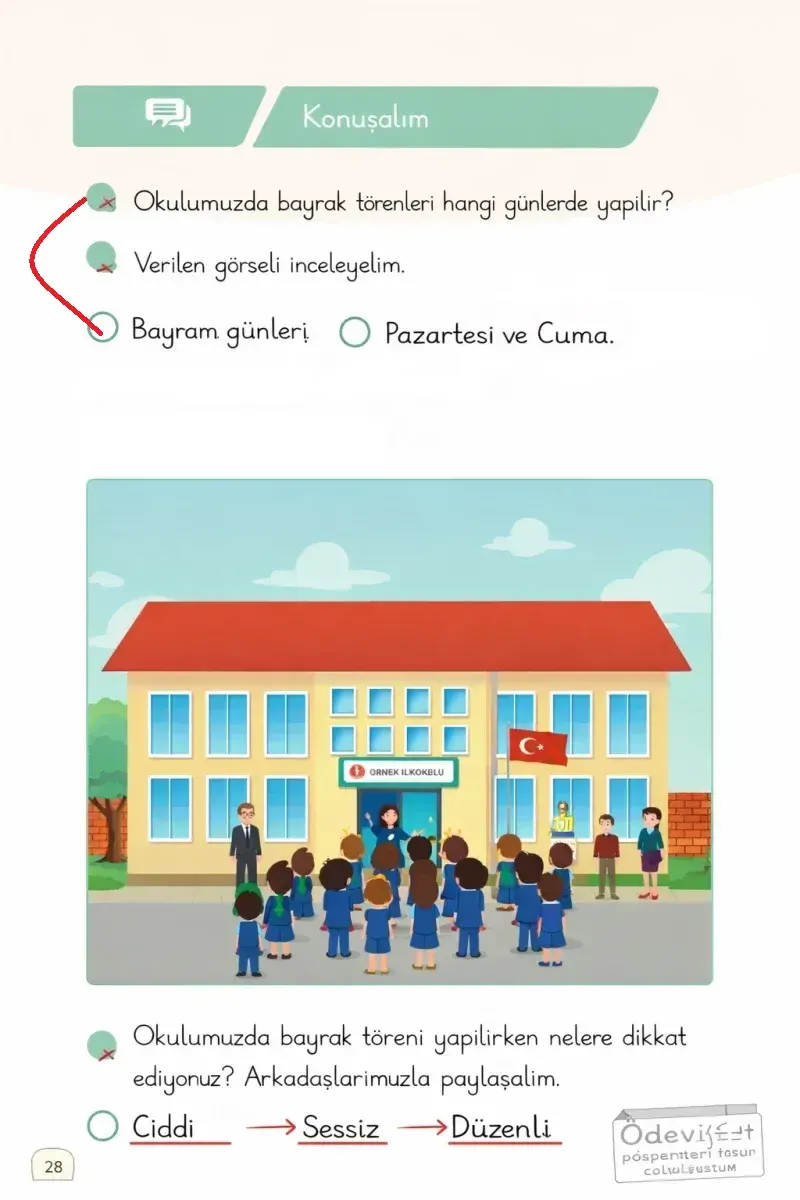 1. Sınıf Türkçe Ders Kitabı Cevapları Meb Yayınları 2. Kitap Sayfa 28 Çözüm Görseli