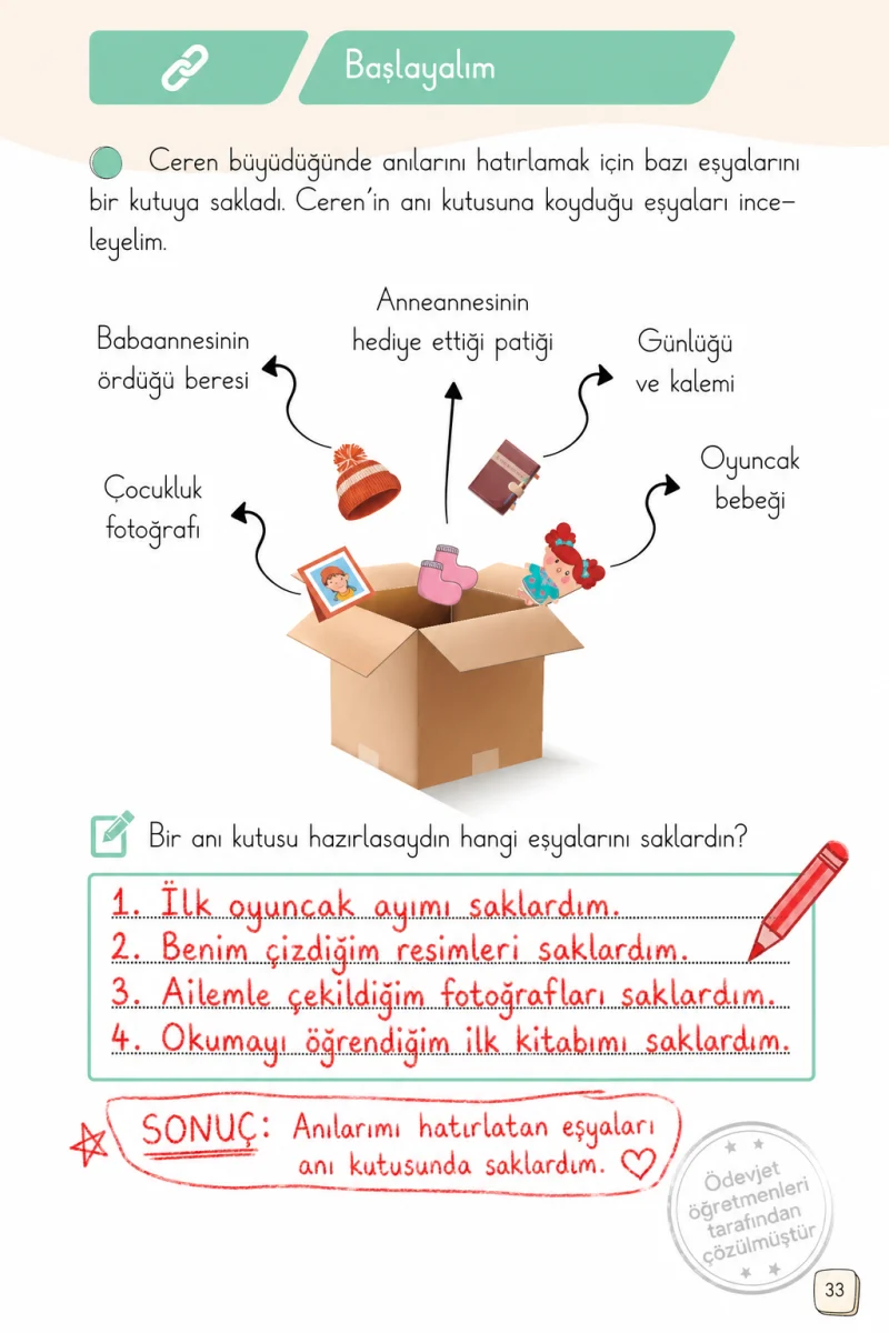 1. Sınıf Türkçe Ders Kitabı Cevapları Meb Yayınları 2. Kitap Sayfa 33 Çözüm Görseli