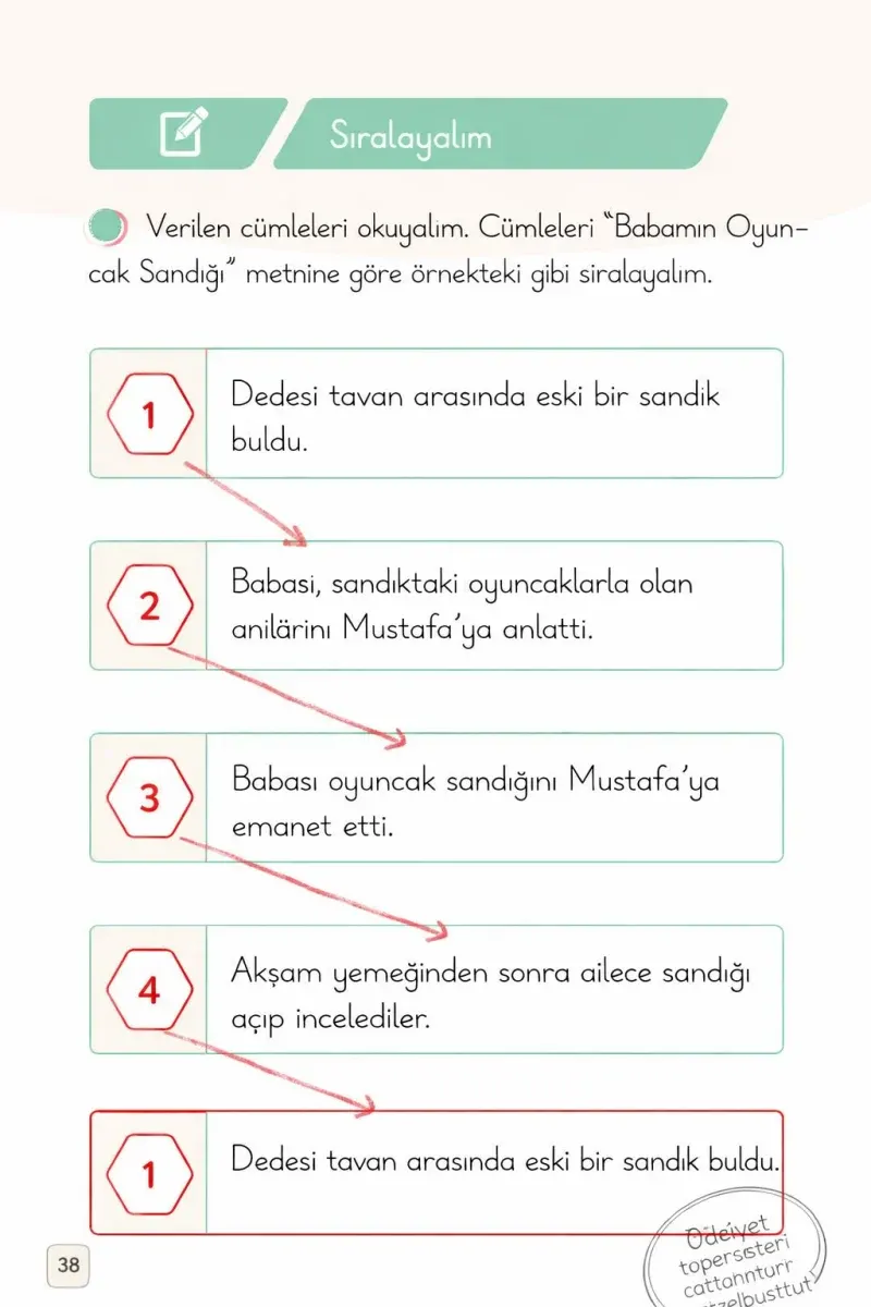 1. Sınıf Türkçe Ders Kitabı Cevapları Meb Yayınları 2. Kitap Sayfa 38 Çözüm Görseli