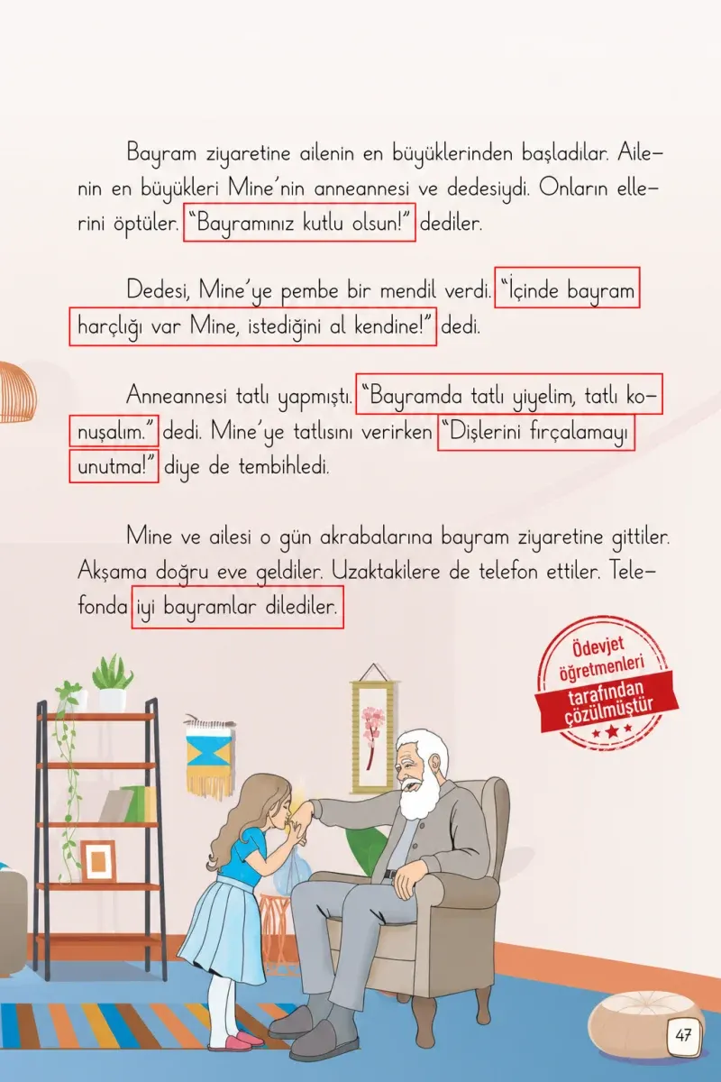 1. Sınıf Türkçe Ders Kitabı Cevapları Meb Yayınları 2. Kitap Sayfa 47 Çözüm Görseli