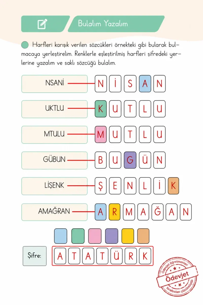 1. Sınıf Türkçe Ders Kitabı Cevapları Meb Yayınları 2. Kitap Sayfa 61 Çözüm Görseli