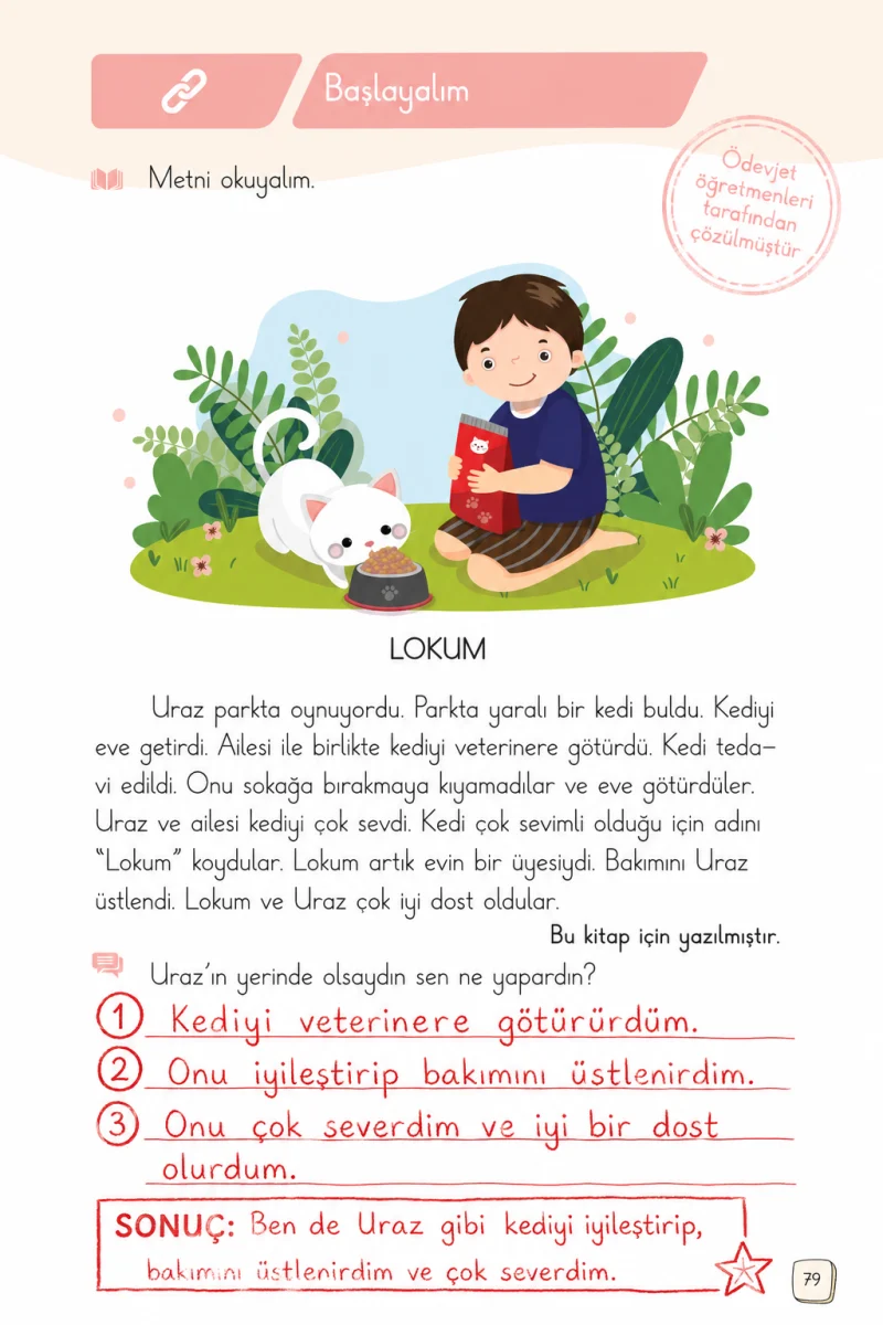 1. Sınıf Türkçe Ders Kitabı Cevapları Meb Yayınları 2. Kitap Sayfa 79 Çözüm Görseli