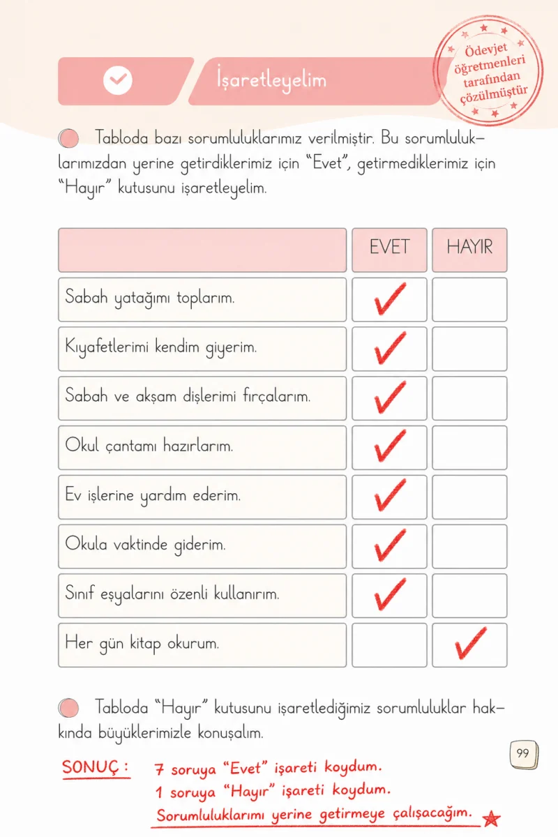 1. Sınıf Türkçe Ders Kitabı Cevapları Meb Yayınları 2. Kitap Sayfa 99 Çözüm Görseli