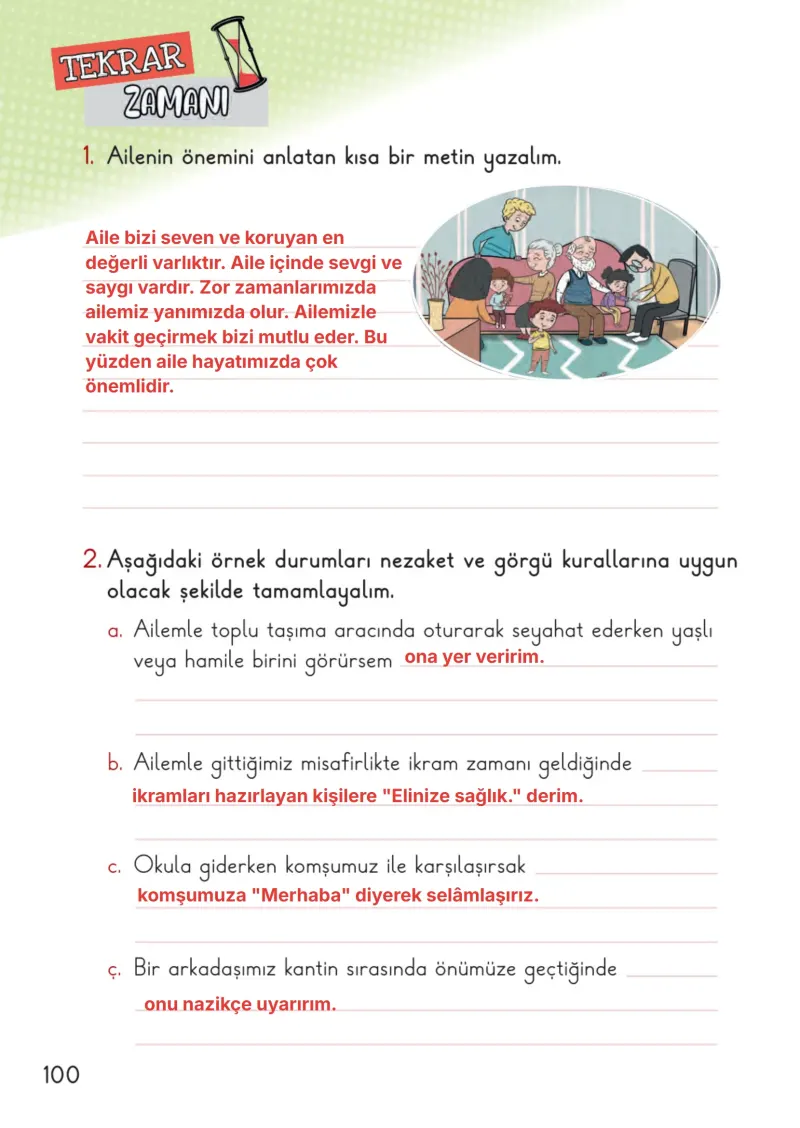 2. Sınıf Hayat Bilgisi Ders Kitabı Cevapları Meb Yayınları 1. Kitap Sayfa 100 Çözüm Görseli