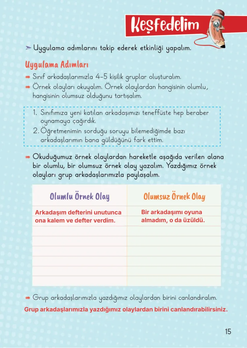 2. Sınıf Hayat Bilgisi Ders Kitabı Cevapları Meb Yayınları 1. Kitap Sayfa 15 Çözüm Görseli