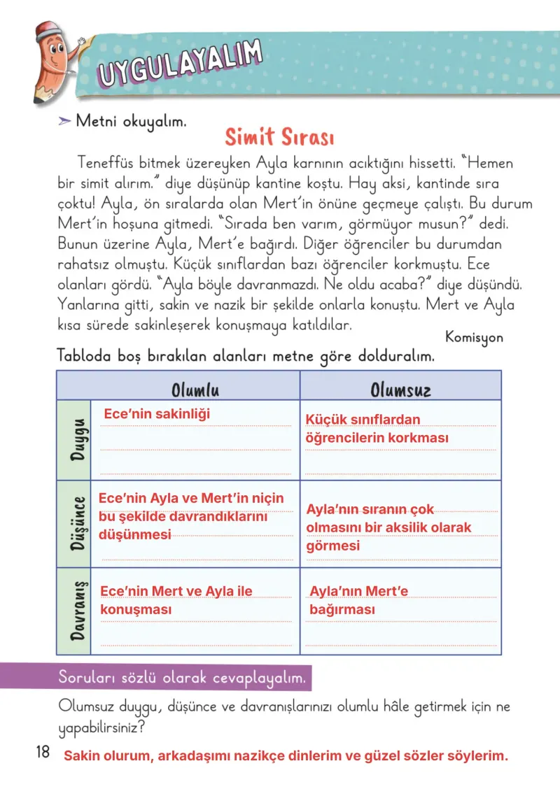 2. Sınıf Hayat Bilgisi Ders Kitabı Cevapları Meb Yayınları 1. Kitap Sayfa 18 Çözüm Görseli