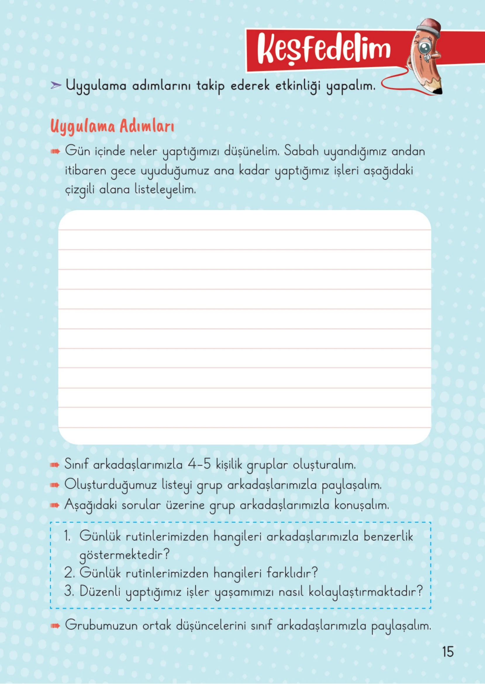 2. Sınıf Hayat Bilgisi Ders Kitabı Cevapları Meb Yayınları 1. Kitap Sayfa 15