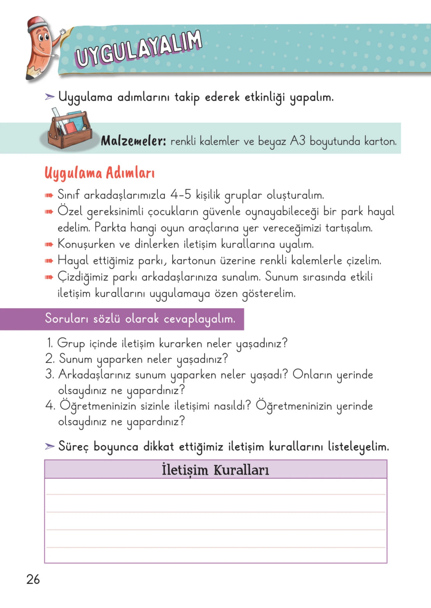 2. Sınıf Hayat Bilgisi Ders Kitabı Cevapları Meb Yayınları 1. Kitap Sayfa 26