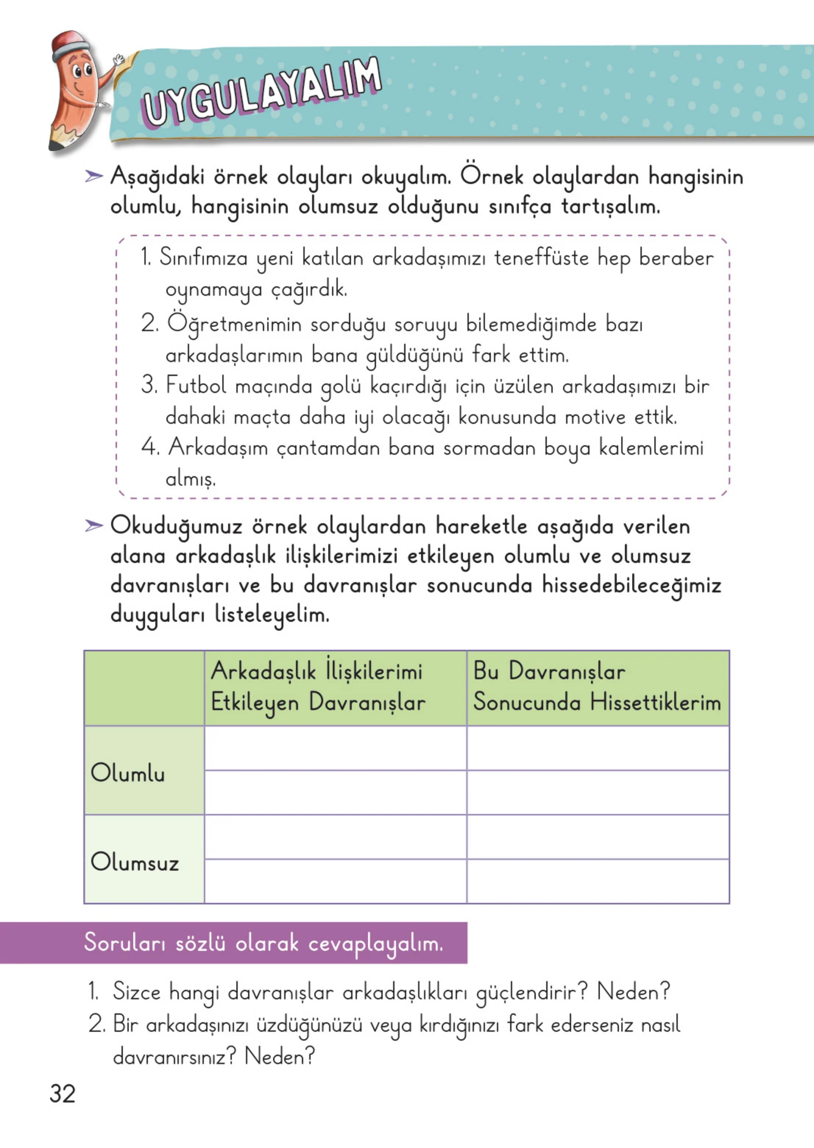 2. Sınıf Hayat Bilgisi Ders Kitabı Cevapları Meb Yayınları 1. Kitap Sayfa 32