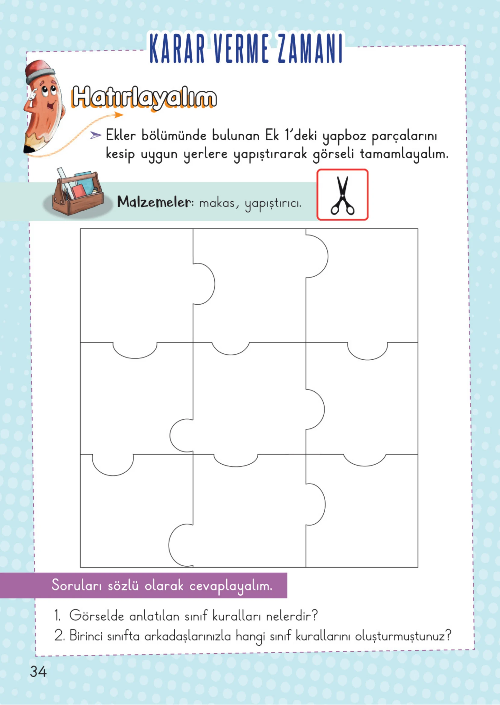 2. Sınıf Hayat Bilgisi Ders Kitabı Cevapları Meb Yayınları 1. Kitap Sayfa 34