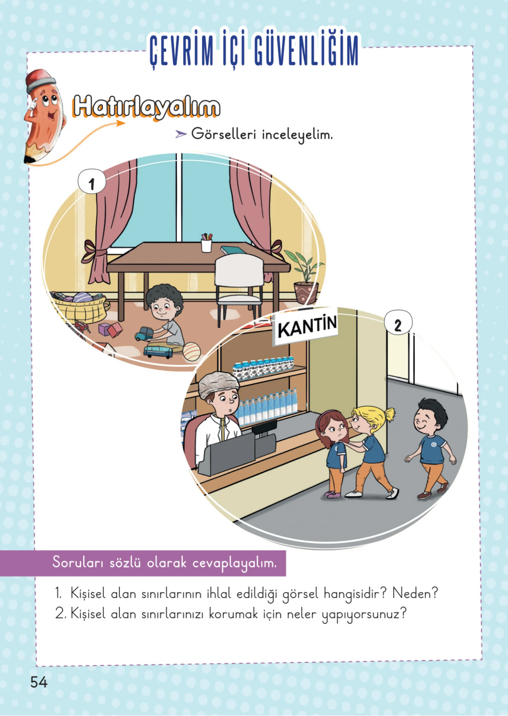2. Sınıf Hayat Bilgisi Ders Kitabı Cevapları Meb Yayınları 1. Kitap Sayfa 54