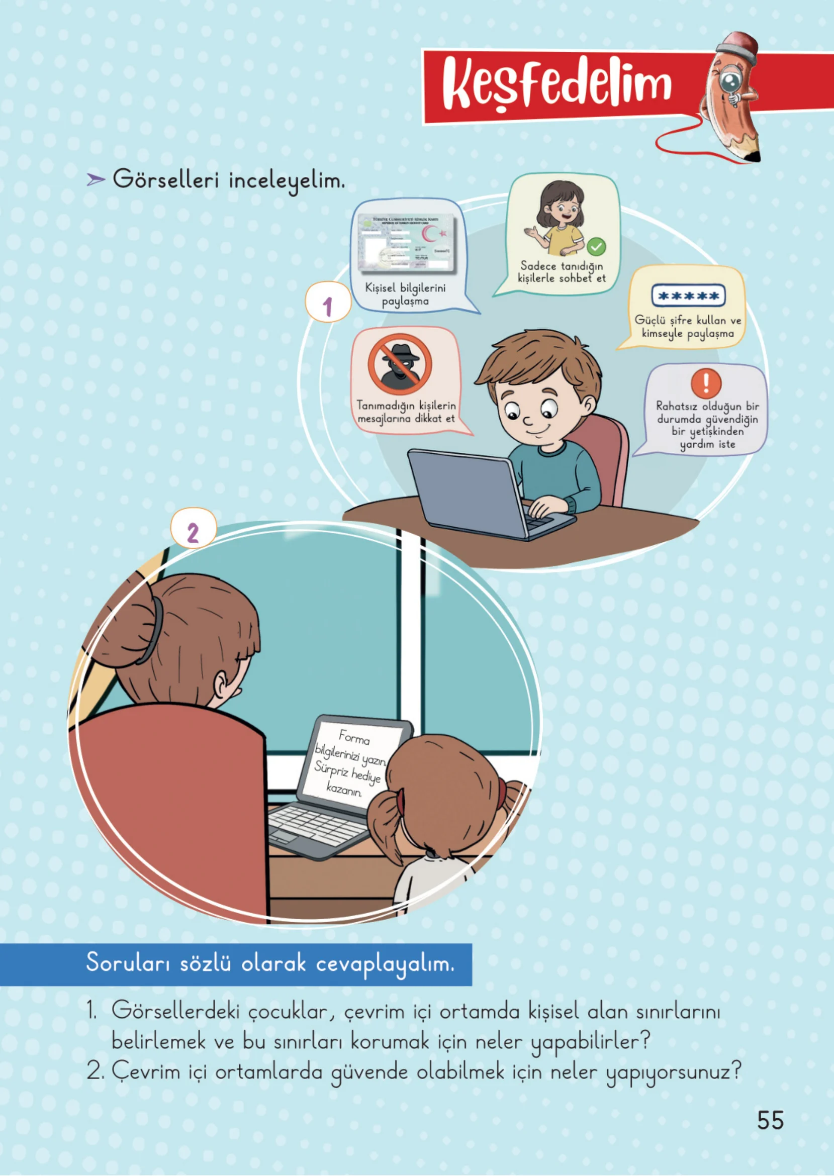 2. Sınıf Hayat Bilgisi Ders Kitabı Cevapları Meb Yayınları 1. Kitap Sayfa 55