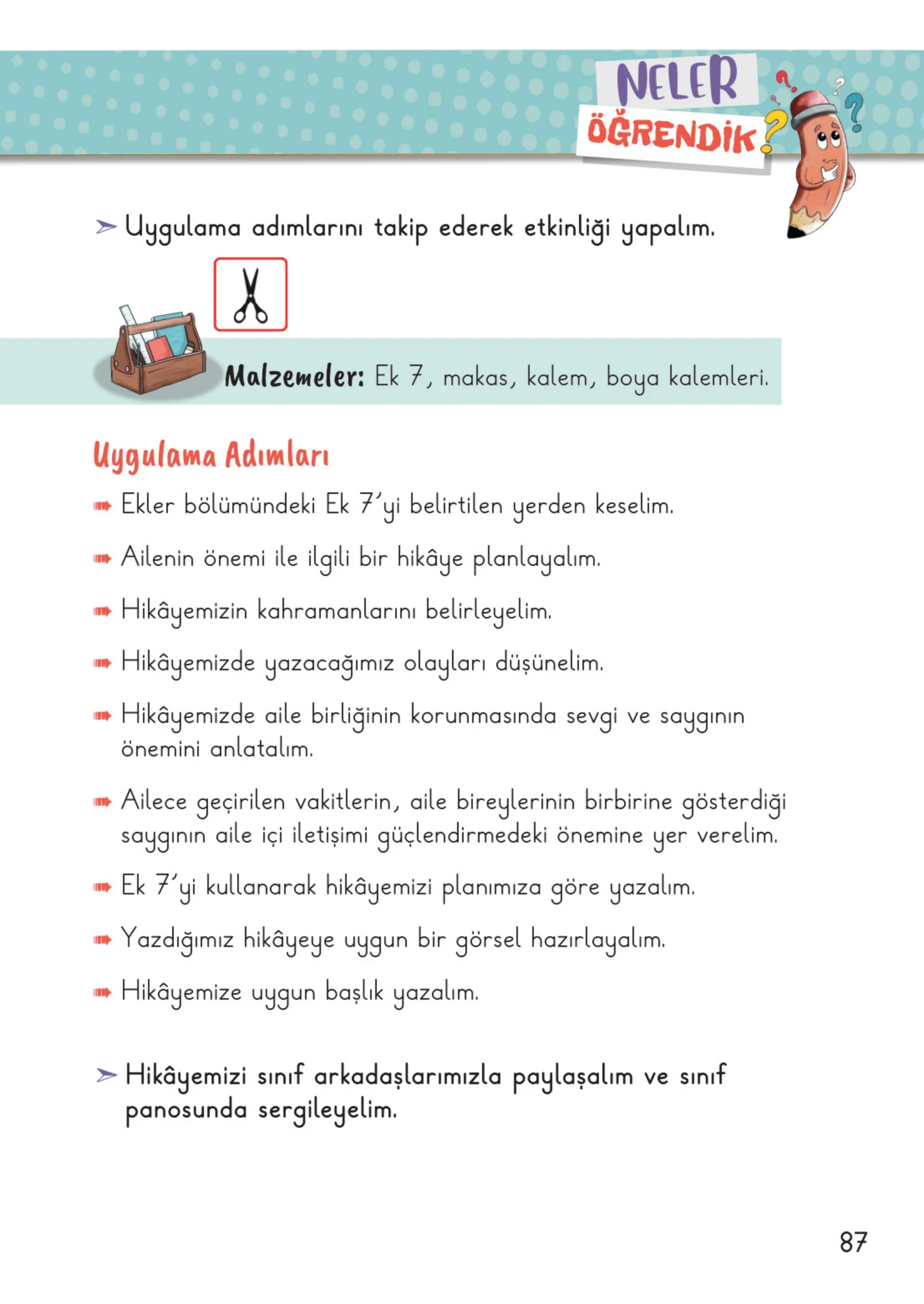 2. Sınıf Hayat Bilgisi Ders Kitabı Cevapları Meb Yayınları 1. Kitap Sayfa 87