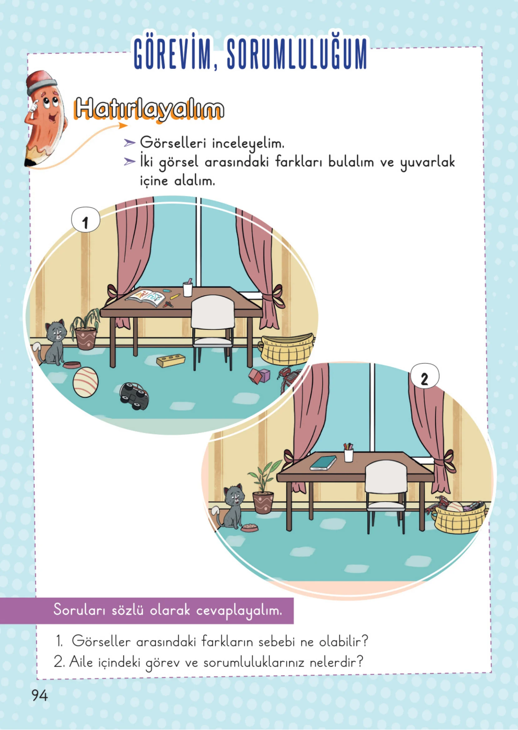 2. Sınıf Hayat Bilgisi Ders Kitabı Cevapları Meb Yayınları 1. Kitap Sayfa 94