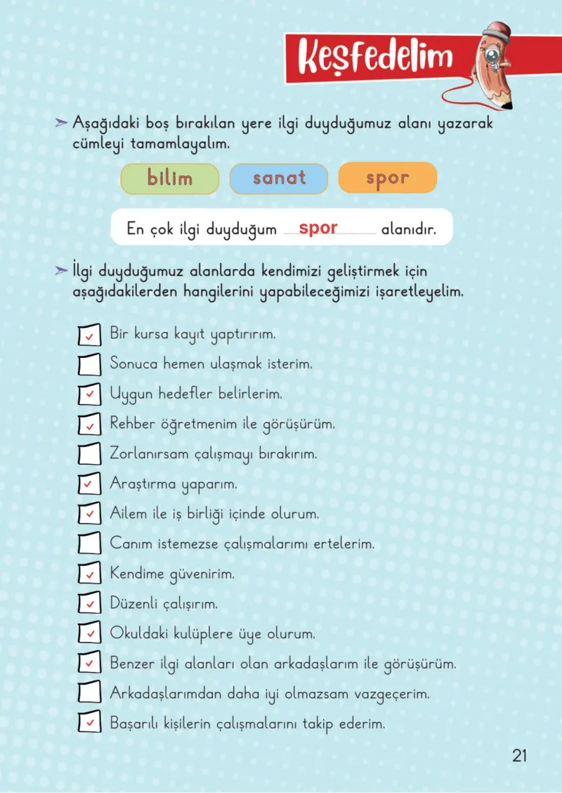 2. Sınıf Hayat Bilgisi Ders Kitabı Cevapları Meb Yayınları 1. Kitap Sayfa 21 Çözüm Görseli