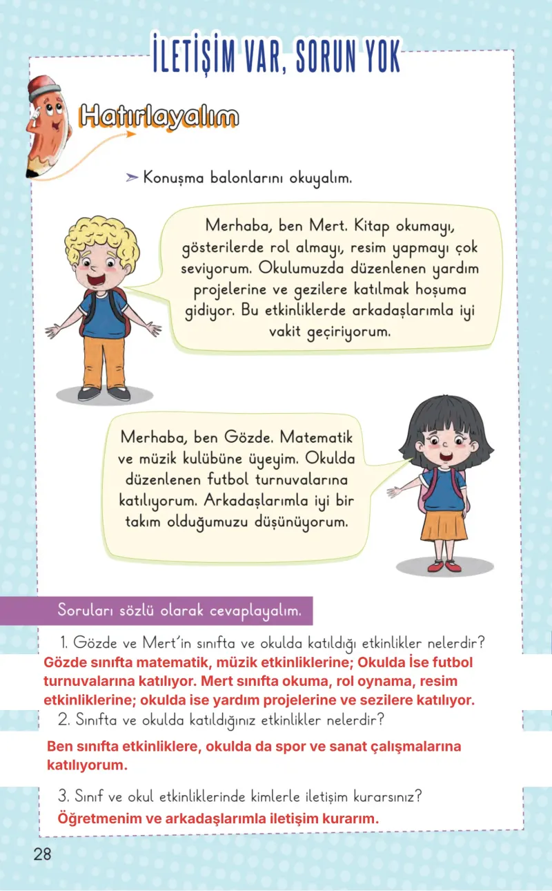 2. Sınıf Hayat Bilgisi Ders Kitabı Cevapları Meb Yayınları 1. Kitap Sayfa 28 Çözüm Görseli