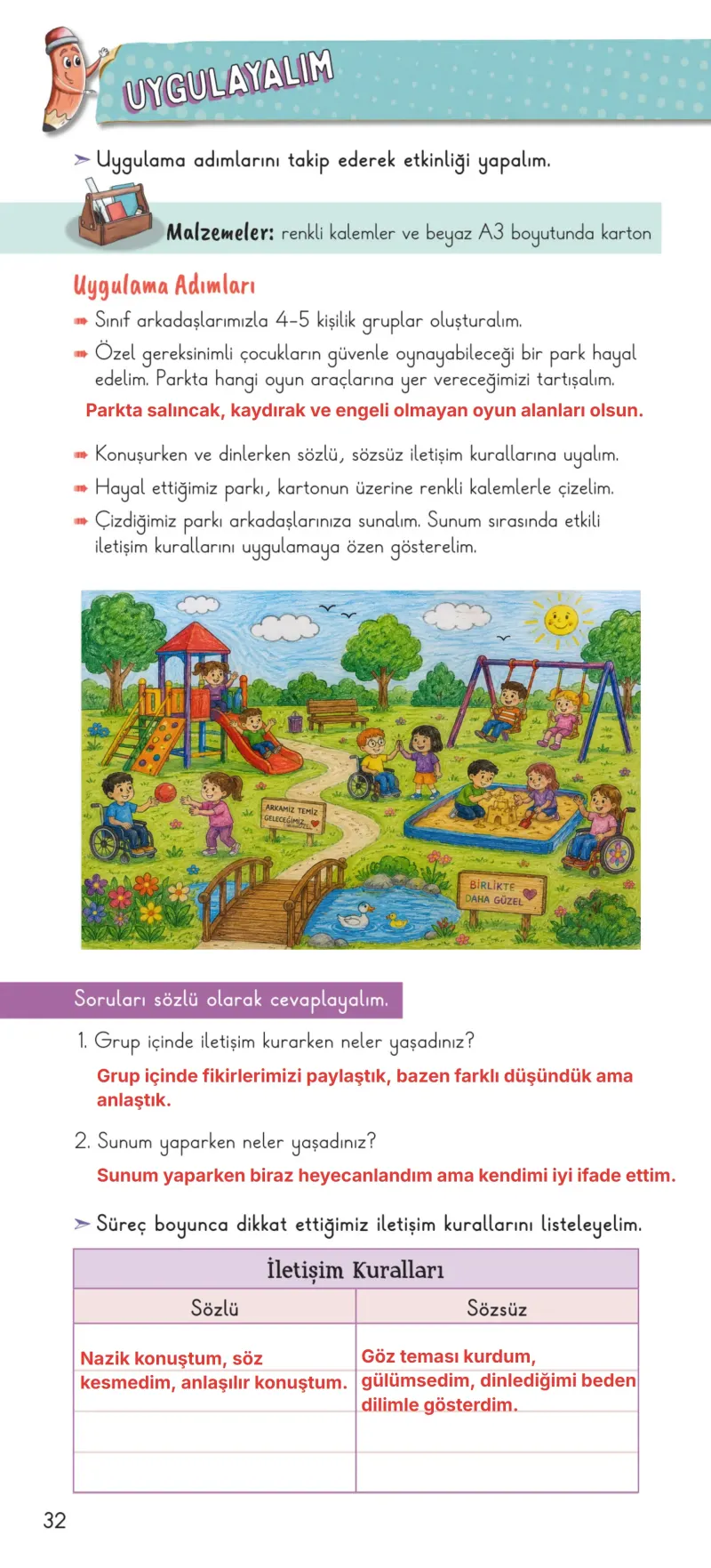 2. Sınıf Hayat Bilgisi Ders Kitabı Cevapları Meb Yayınları 1. Kitap Sayfa 32 Çözüm Görseli