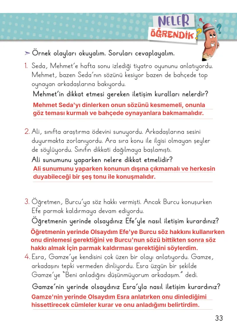 2. Sınıf Hayat Bilgisi Ders Kitabı Cevapları Meb Yayınları 1. Kitap Sayfa 33 Çözüm Görseli