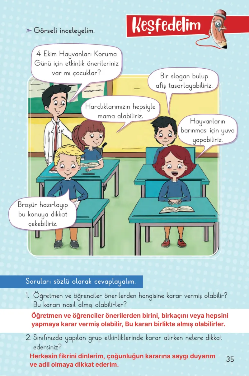 2. Sınıf Hayat Bilgisi Ders Kitabı Cevapları Meb Yayınları 1. Kitap Sayfa 35 Çözüm Görseli