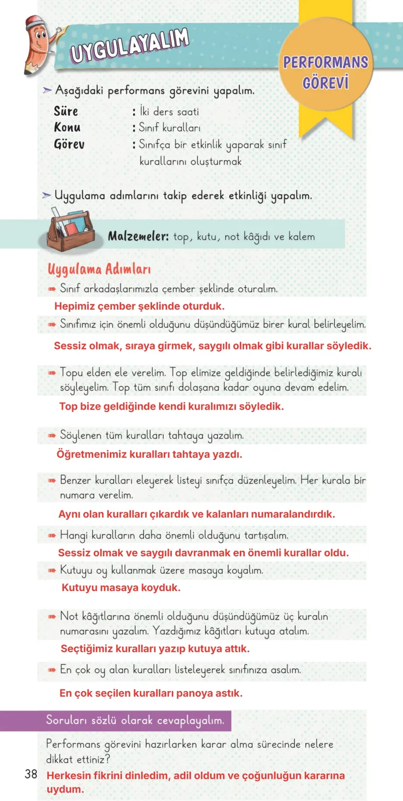 2. Sınıf Hayat Bilgisi Ders Kitabı Cevapları Meb Yayınları 1. Kitap Sayfa 38 Çözüm Görseli