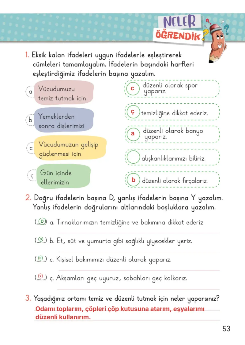2. Sınıf Hayat Bilgisi Ders Kitabı Cevapları Meb Yayınları 1. Kitap Sayfa 53 Çözüm Görseli